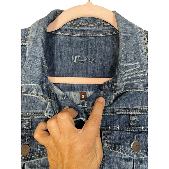 Kut From‎ the Kloth Amelia Blue Denim Jean Jacket, Women Sz Small Med Wash - Picture 4 of 12